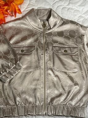 Loewe Metallic Champagne Logo Bomber Jacket